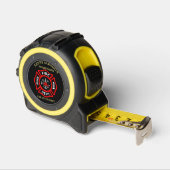 Brandafdeling logo, zwarte en rode badge rolmaat (Hoek)