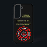 Brandafdeling logo, zwarte en rode badge samsung galaxy hoesje<br><div class="desc">Brandafdeling logo zwarte en rode badge met brandassen en ladder. Geweldig voor brandweerlieden en eerste respondenten. Personaliseren met jouw naam en afdelingshoofd en meer.monogram</div>