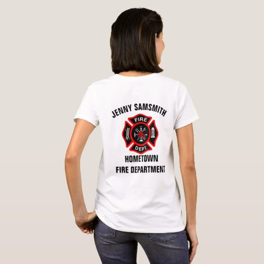 Brandafdeling logo, zwarte en rode badge t-shirt (Achterkant volledig)