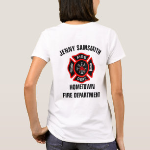 Brandafdeling logo, zwarte en rode badge t-shirt