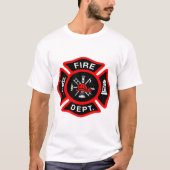 Brandafdeling logo, zwarte en rode badge t-shirt (Voorkant)