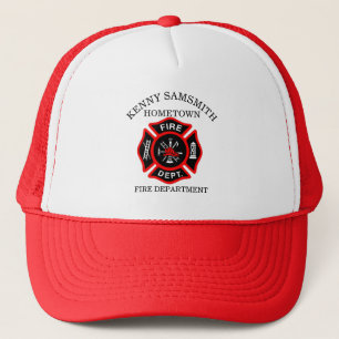 Brandafdeling logo, zwarte en rode badge trucker pet