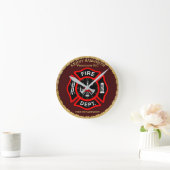 Brandafdeling Zwarte en rode badge 4 Ronde Klok (Huis)