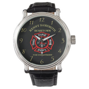 Brandafdeling zwarte en rode badge met assen horloge