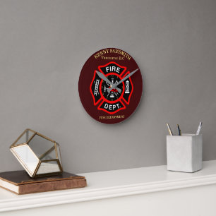 Brandafdeling Zwarte en rode badge Ronde Klok