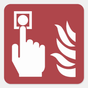 Brandalarm Button veiligheidsbord Vierkante Sticker