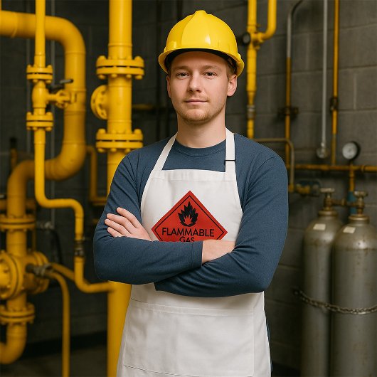 Brandbaar gas Veiligheidslabel Waarschuwingsbord v Standaard Schort