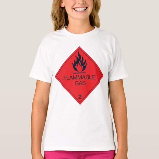 Brandbaar gas Veiligheidslabel Waarschuwingsbord v T-shirt (Voorkant)