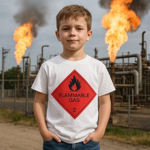 Brandbaar gas Veiligheidslabel Waarschuwingsbord v T-shirt