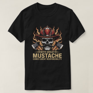 Brandbaard Snor Schedel Held Vlam Bijlen Eerste R T-shirt