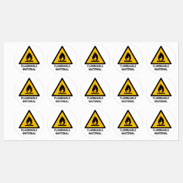 Brandbare materiaalwaarschuwing, brandgevaarsymboo labels