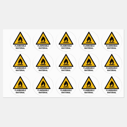 Brandbare materiaalwaarschuwing, brandgevaarsymboo labels (Vel)