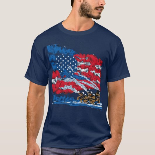 Brandbestrijding Amerikaanse vlag Patriottische Co T-shirt (Voorkant)