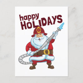 Brandbestrijding Kerstman Kerstman Brandweerman Feestdagenkaart