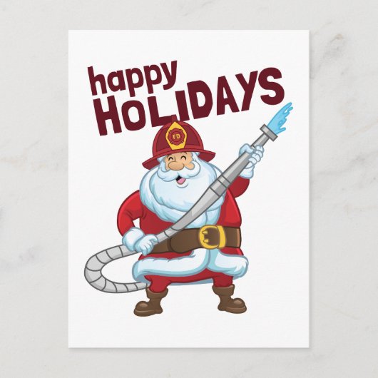 Brandbestrijding Kerstman Kerstman Brandweerman Feestdagenkaart (Voorkant)