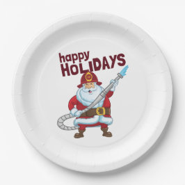 Brandbestrijding Kerstman Kerstman Brandweerman Papieren Bordje