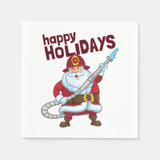 Brandbestrijding Kerstman Kerstman Brandweerman Servet (Voorkant)