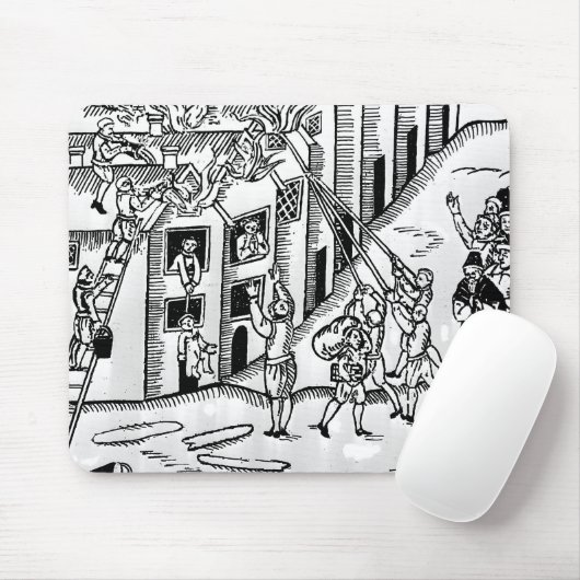 Brandbestrijding tijdens de Grote Brand in Londen Muismat (Met muis)