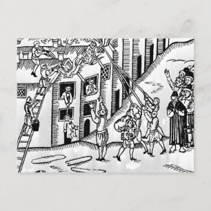 Brandbestrijding tijdens de Grote Brand van Londen Briefkaart