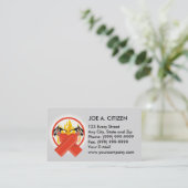 brandblusapparaat doorkruist met vlammen visitekaartje (Staand voorkant)