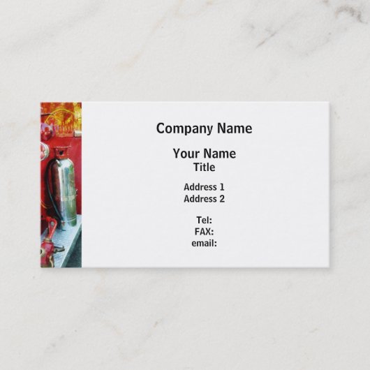 Brandblusapparaat op brandwagen visitekaartje (Voorkant)