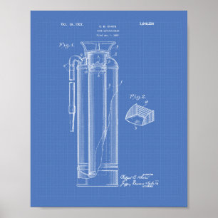 Brandblusser 1927 Patent Art - Blauwdruk Poster