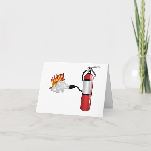 Brandblusser die de kaarten van de brandnota uitze