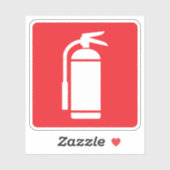 Brandblusser symbool, wit op rood sticker (Vel)