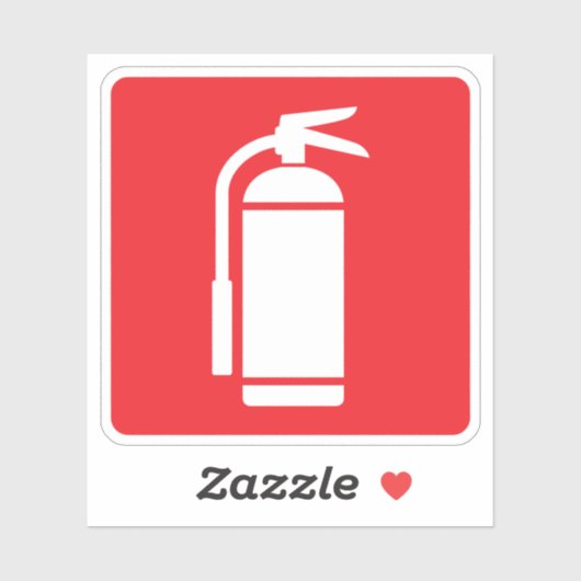 Brandblusser symbool, wit op rood sticker (Vel)