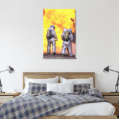 Brandblussers blussen een vliegtuig brand canvas afdruk (Insitu (Slaapkamer))