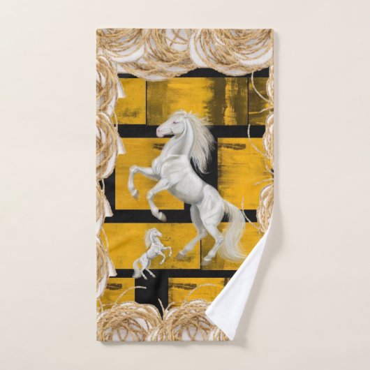 Brande gele zwarte handdoekjes, witte paarden bad handdoek (Handdoek)