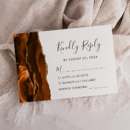 Brande Oranje Agate Gold Wedding RSVP-Kaart RSVP Kaartje