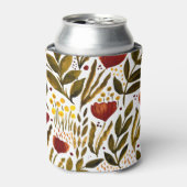 Brande oranje botanische florale illustratie blikjeskoeler (Blikje Voorkant)