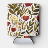 Brande oranje botanische florale illustratie blikjeskoeler (Voorkant)