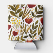 Brande oranje botanische florale illustratie blikjeskoeler (Achterkant)