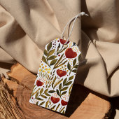 Brande oranje botanische florale illustratie cadeaulabel