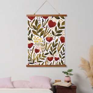 Brande oranje botanische florale illustratie hangend wandkleed