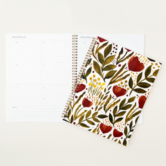 Brande oranje botanische florale illustratie planner (Display)