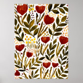 Brande oranje botanische florale illustratie poster (Voorkant)