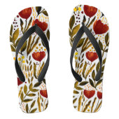 Brande oranje botanische florale illustratie teenslippers (Voetbed)
