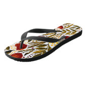 Brande oranje botanische florale illustratie teenslippers (Schuin)