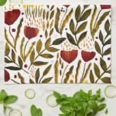 Brande oranje botanische florale illustratie theedoek (Gevouwen)