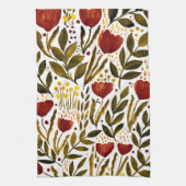 Brande oranje botanische florale illustratie theedoek (Verticaal)