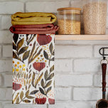 Brande oranje botanische florale illustratie theedoek<br><div class="desc">Verbrandde oranje botanische florale illustratie. Botanische tuinillustratie voor waterverf met bloemen en takken.</div>