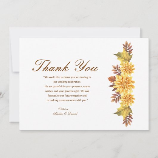 Brande Oranje bruiloft Dank je Bedankkaart (Voorkant)