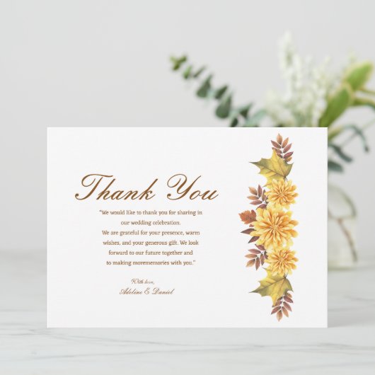 Brande Oranje bruiloft Dank je Bedankkaart (Staand voorkant)