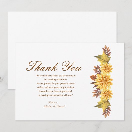 Brande Oranje bruiloft Dank je Bedankkaart (Voorkant / Achterkant)