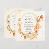 Brande Oranje Cream Herfst Floral Christelijk brui Kaart (Voorkant / Achterkant)