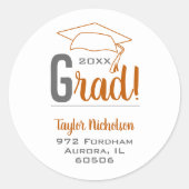 Brande Oranje en grijze klepdop Ronde Sticker (Voorkant)