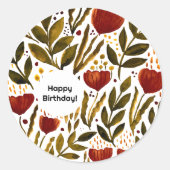 Brande Oranje Fanische Fijne verjaardag Ronde Sticker (Voorkant)